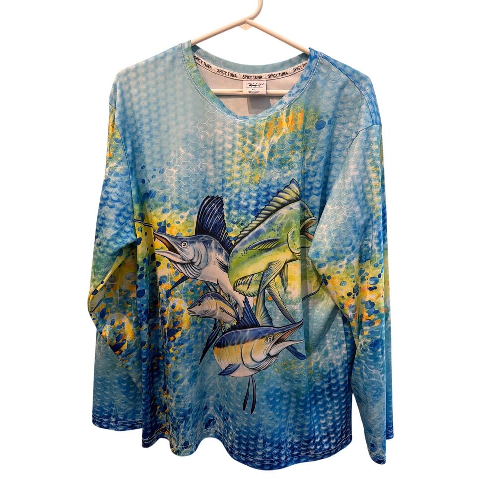 ⭐️ Men’s Spicy Tuna Graffic Long Sleeve Shirt. size XL Florida Vacation Fishing